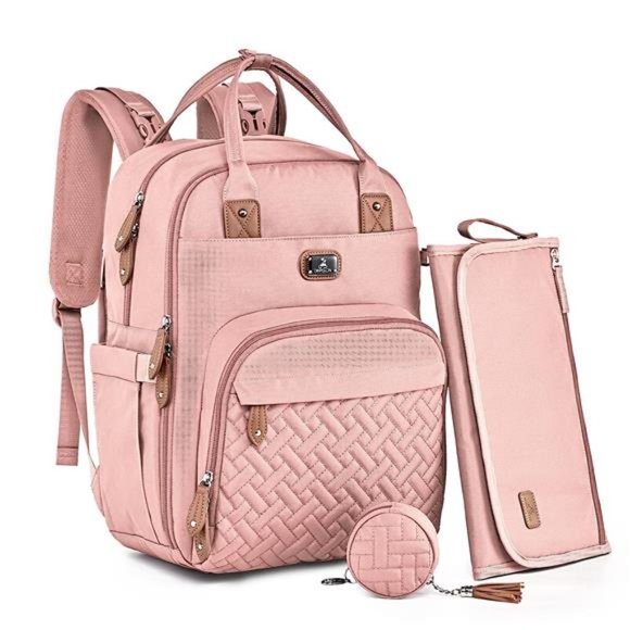 Handbags - Diaper Bag Backpack w/ Portable Changing Pad Multipurpose Travel Back Pack, Pink